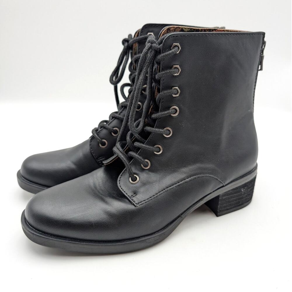 Korks Joleen Lace-Up Ankle Boots Women's Back Zip Black Size US7.5M EU38